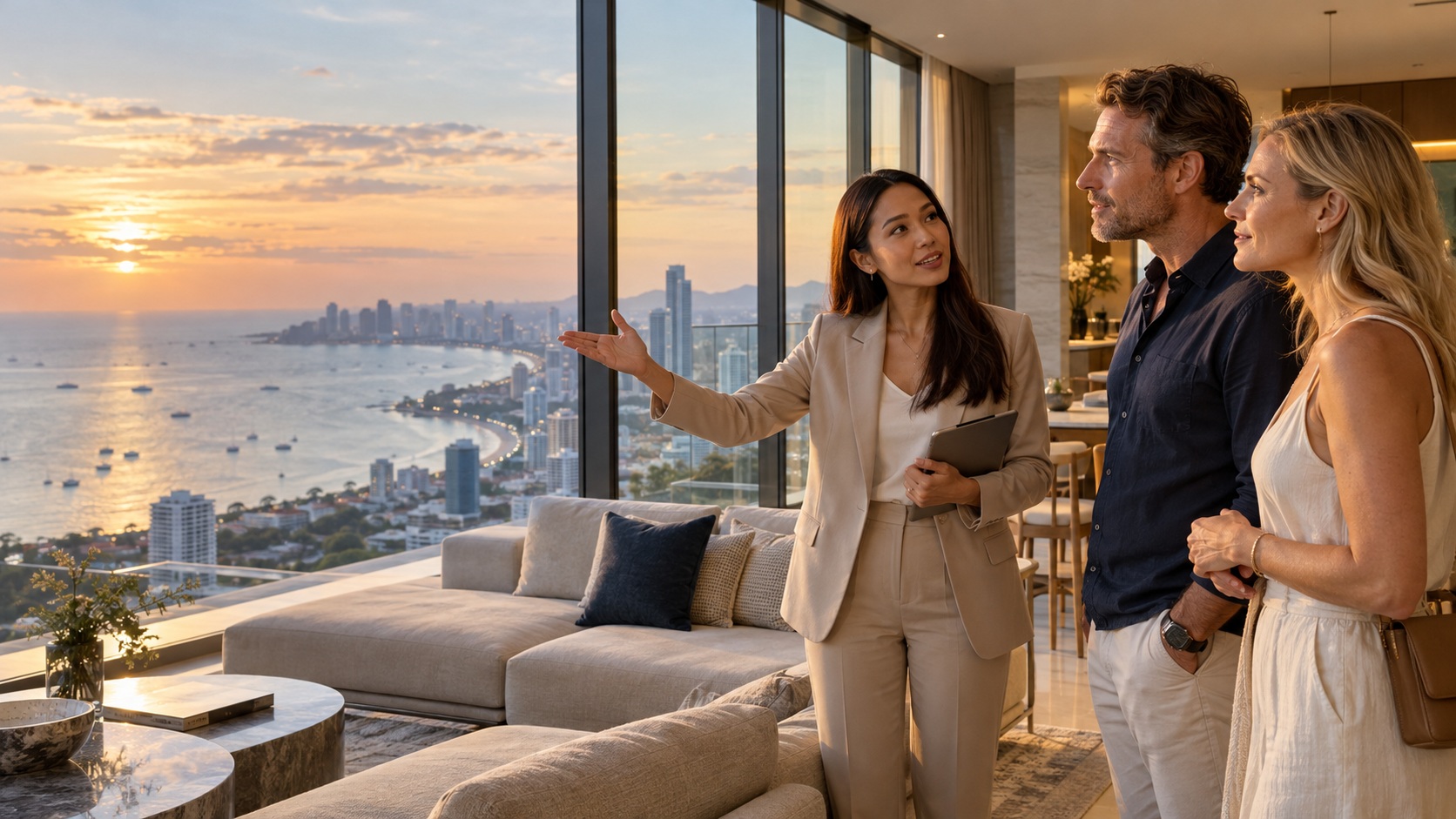 Discussing a Pattaya property with an agent